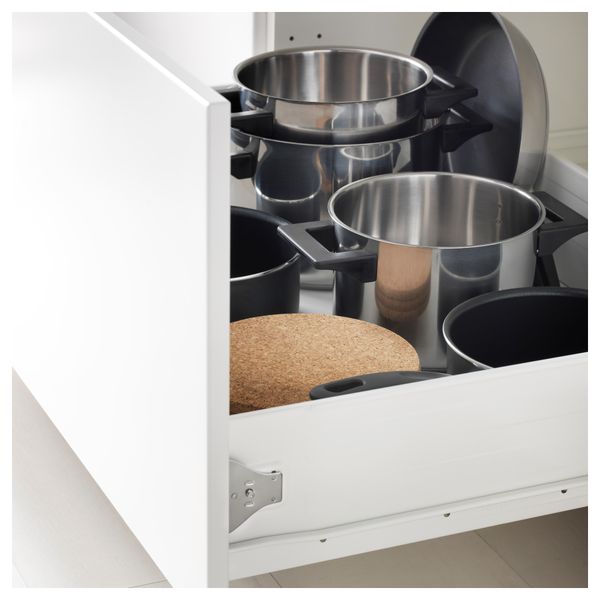 Напольный шкаф, 2 фронтальных панели, 3 ящика МЕТОД / ФОРВАРА, белый, Эдсерум коричневый - схема-чертеж с размерами