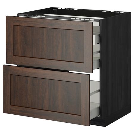 Напольный шкаф, 2 фронтальных панели, 3 ящика, черный/Эдсерум коричневый 80x60 см IKEA МЕТОД / МАКСИМЕРА 492.363.65