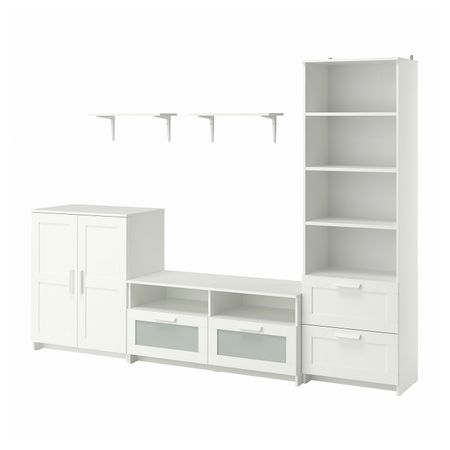 Шкаф для ТВ, комбинация, белый 258x41x190 см IKEA BRIMNES БРИМНЭС / BURHULT БУРГУЛЬТ 093.986.99