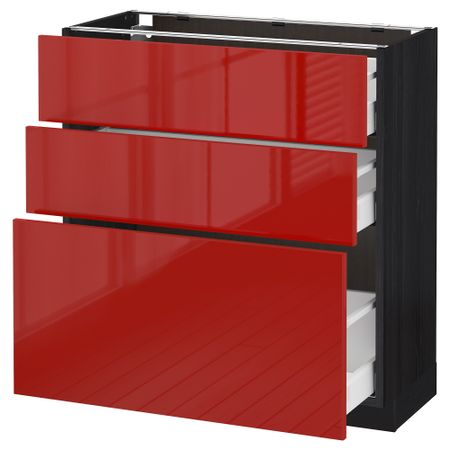 Напольный шкаф с 3 ящиками МЕТОД / МАКСИМЕРА, черный, Рингульт красный