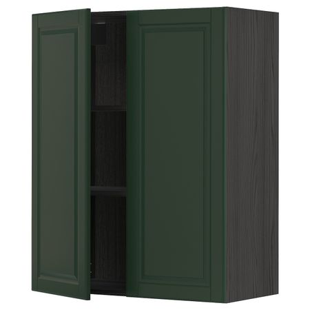 Навесной шкаф с полками/2дверцы, черный/Будбин темно-зеленый 80x100 см IKEA МЕТОД 893.132.10