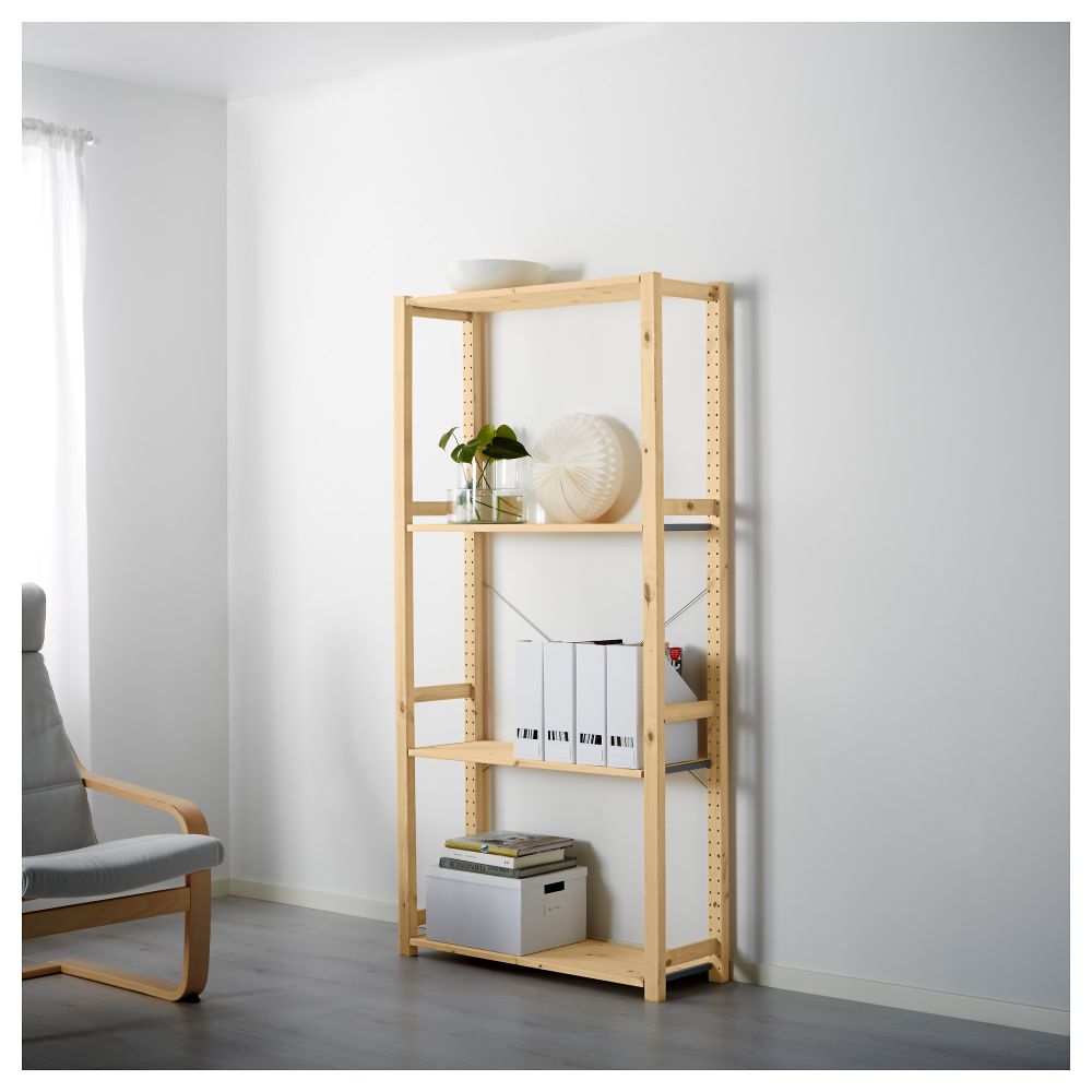 1 секция, полки ИВАР, сосна - фото 1