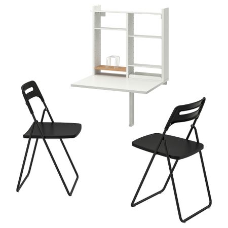 Стол и 2 стула, белый, черный IKEA NISSE НИССЕ, NORBERG НОРБЕРГ 594.813.23