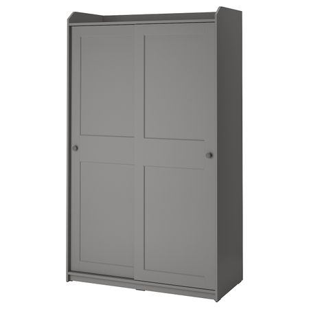 Гардероб с раздвижными дверями, серый 118x55x199 см IKEA HAUGA ХАУГА 804.569.15