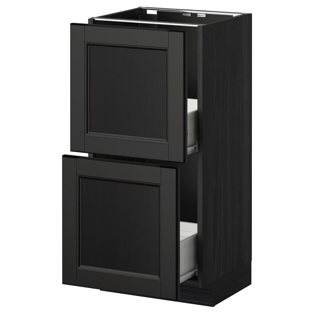 Напольный шкаф с 2 ящиками МЕТОД / ФОРВАРА, черный, Лаксарби черно-коричневый - схема-чертеж с размерами