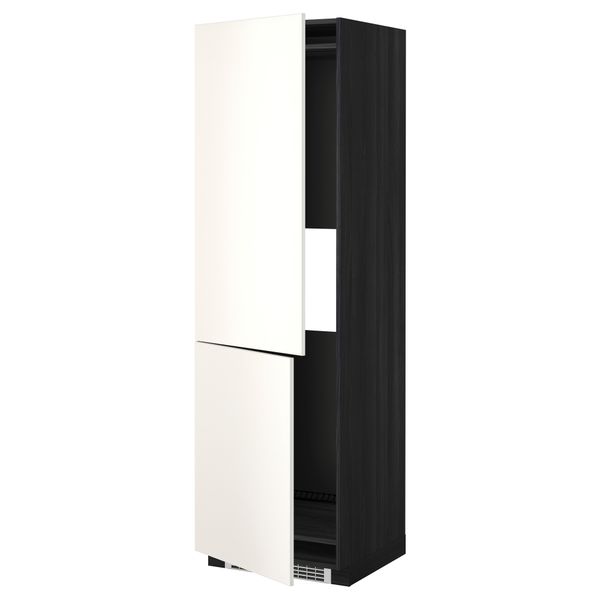 Высокий шкаф для холодильника или морозильник МЕТОД, черный, Веддинге белый - схема-чертеж с размерами
