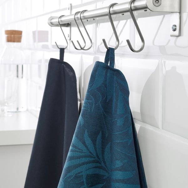 Полотенце кухонное, синий лист 50x70 см IKEA ВИЛДКАПРИФОЛ 304.142.54 - фото 1