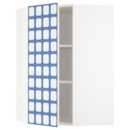 Угловой навесной шкаф с полками, белый, Иттербин с печатным рисунком 68x100 см IKEA МЕТОД 892.870.89