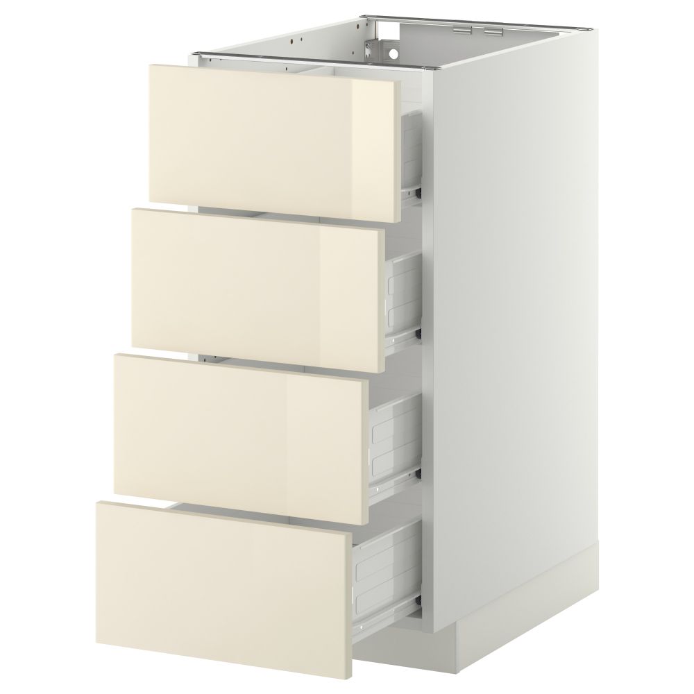 Напольный шкаф 4 фронтальных панели, 4 ящика МЕТОД / ФОРВАРА, белый, Рингульт кремовый - схема-чертеж с размерами