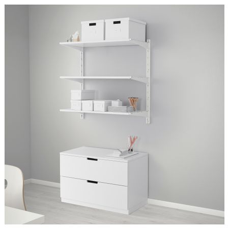 Настенная шина, полки АЛЬГОТ, белый (86x41x85 см)