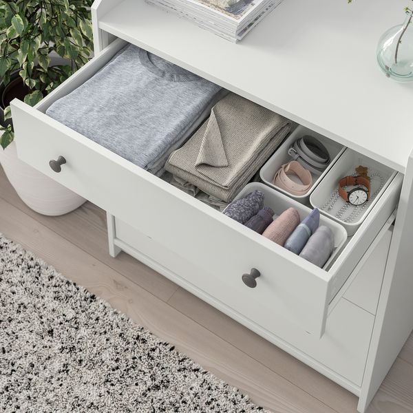 Органайзер, 10x20x5 см, пластик, белый IKEA NOJIG НОЙИГ 205.074.18 - схема-чертеж с размерами