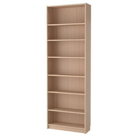 Стеллаж с верхней полкой, дубовый шпон, беленый 80x28x237 см IKEA BILLY БИЛЛИ 492.499.52