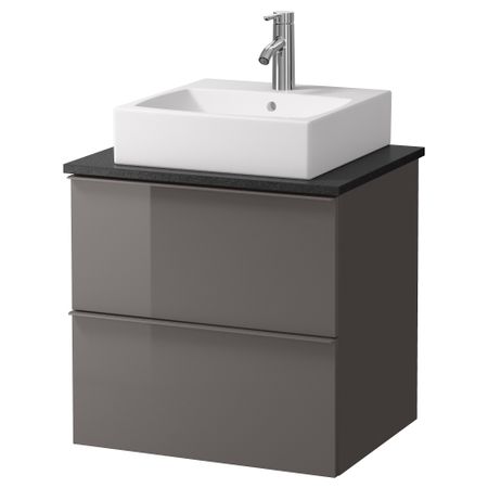 Шк п-раковину/столешн45x45/раковина ГОДМОРГОН/АЛДЕРН / ТОРНВИКЕН, глянцевый серый, черный (62x49x72 см)