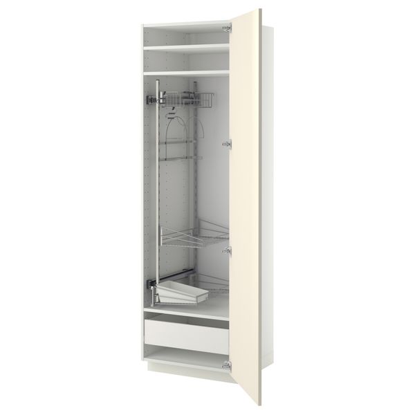 Высокий шкаф с отделением для аксессуаров, для уборки МЕТОД / ФОРВАРА, белый, Рингульт кремовый - фото 1