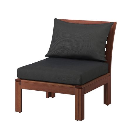 Садовое легкое кресло, коричневая морилка/Холло черный 63x80x78 см IKEA ЭПЛАРО 592.288.50
