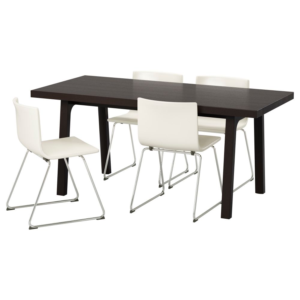 Стол и 4 стула ВЭСТАНБИ/ВЭСТАНО / БЕРНГАРД, темно-коричневый, Кават белый (170 см) - фото 1