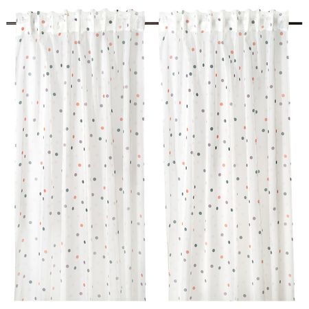 Гардины, 2 шт., точечный разноцветный 145x300 см IKEA KARLOTTE КАРЛОТТЕ 604.472.91