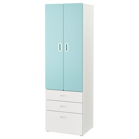 Шкаф платяной, белый/голубой 60x50x192 см IKEA СТУВА / ФРИТИДС 192.529.98