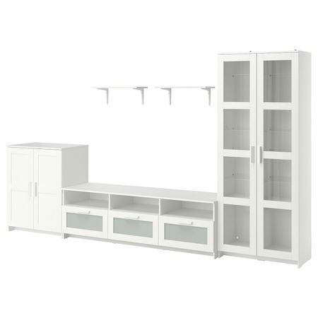 Шкаф для ТВ, комбинация, белый 338x41x190 см IKEA BRIMNES БРИМНЭС / BURHULT БУРГУЛЬТ 493.987.01
