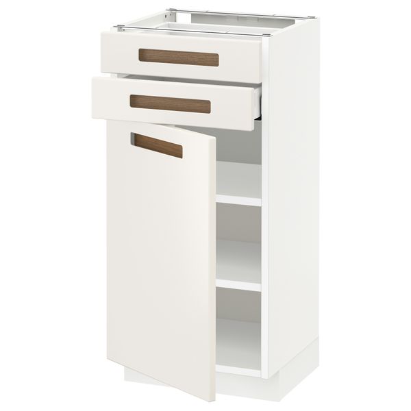 Напольный шкаф с дверцей, 2 ящиками МЕТОД / МАКСИМЕРА, белый, Мэрста белый - схема-чертеж с размерами