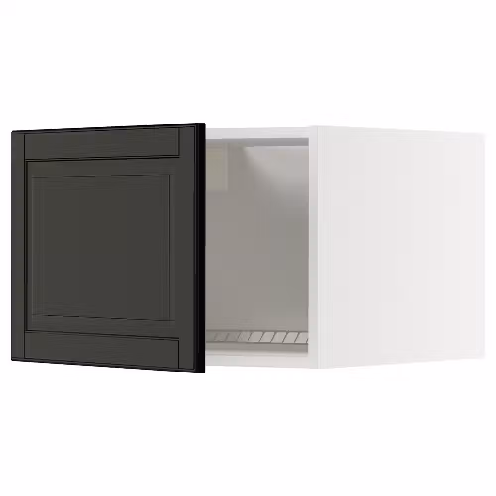 METOD Верхний шкаф д/холодильн/морозильн - белый/Bodbyn чёрный 60x40 см - фото 1