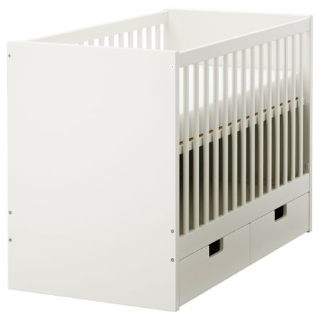 Кроватка детская с ящиками СТУВА, белый (60x120 см)