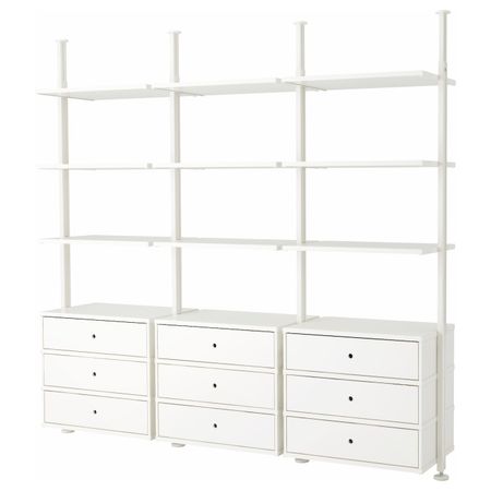 Открытая комбинация для хранения, белый 258x51x222-350 см IKEA ELVARLI ЭЛВАРЛИ 392.029.88