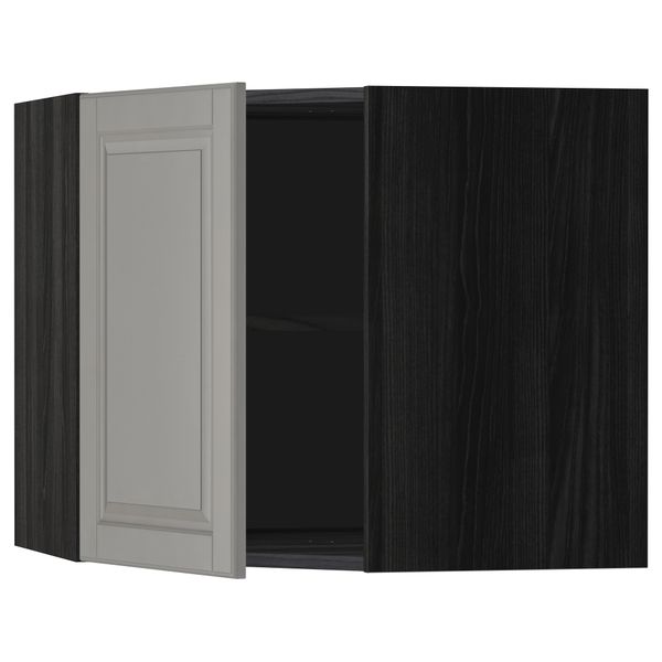 Угловой навесной шкаф с полками МЕТОД, черный, Будбин серый - схема-чертеж с размерами