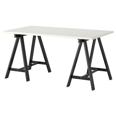 Стол КЛИМПЕН / ОДВАЛЬД, белый, черный (150x75 см)