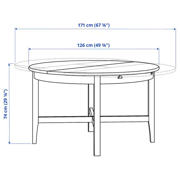 Раздвижной стол, морилка, антик 126/171 см IKEA LEKSVIK ЛЕКСВИК 503.842.51 - схема-чертеж с размерами