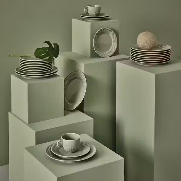 STRIMMIG Тарелка - каменная керамика бледный серо-зеленый 27 см - фото 3