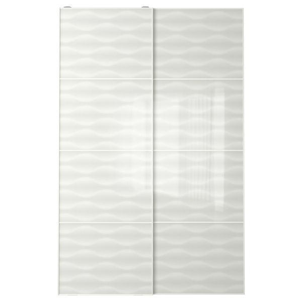 Пара раздвижных дверей ИННФЬОРДЕН, белое стекло - фото 1