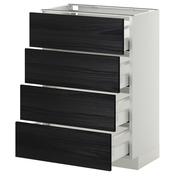 Напольный шкаф 4 фронтальных панели, 4 ящика МЕТОД / МАКСИМЕРА, белый, Тингсрид черный - схема-чертеж с размерами