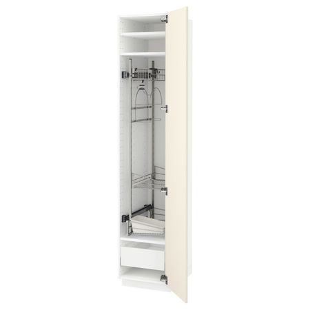 Высокий шкаф с отделением для аксессуаров для/уборки, белый/Хитарп белый с оттенком 40x60x200 см IKEA METOD МЕТОД / MAXIMERA