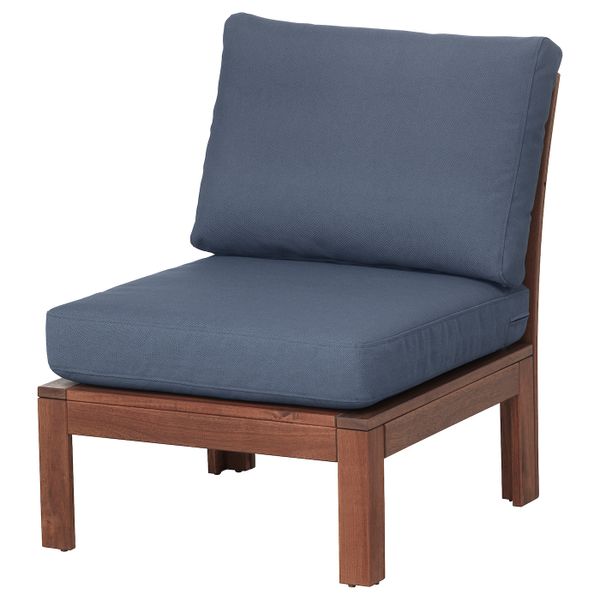 Садовое легкое кресло, коричневая морилка/ФРЁСЁН/ДУВХОЛЬМЕН синий 63x80x84 см IKEA ÄPPLARÖ ЭПЛАРО 492.599.79 - фото 1