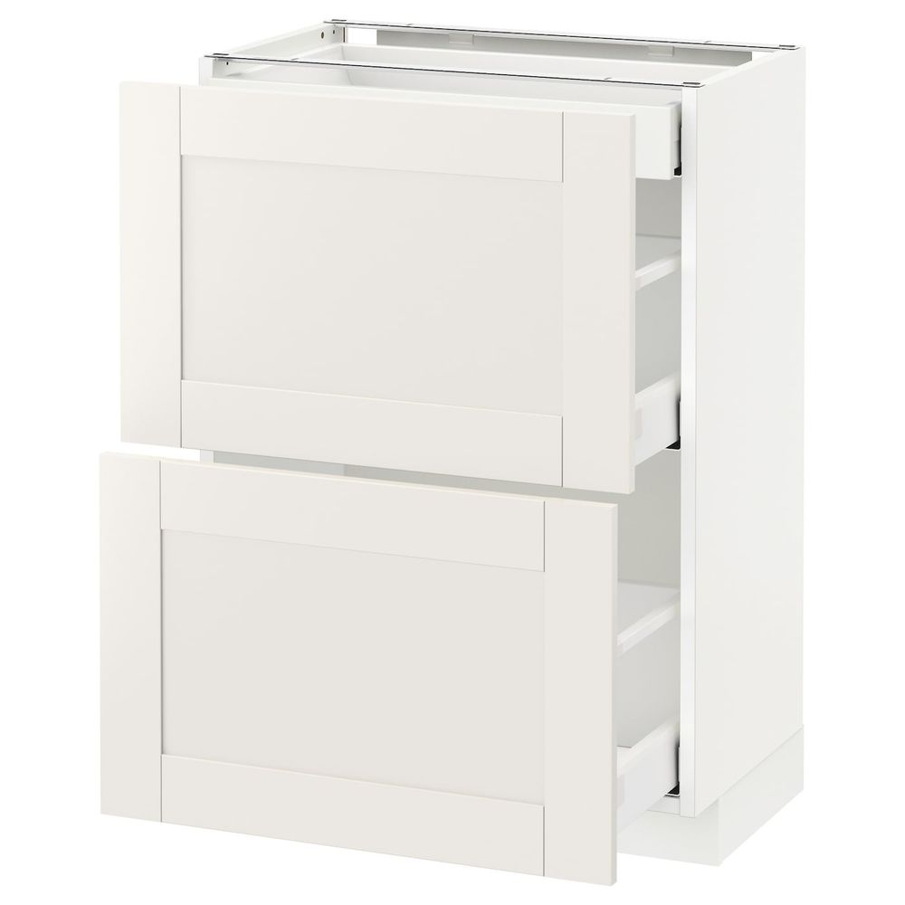 Напольный шкаф/2фасада/3ящика, белый/Сэведаль белый 60x37 см IKEA METOD МЕТОД / MAXIMERA МАКСИМЕРА 592.387.45 - фото 1