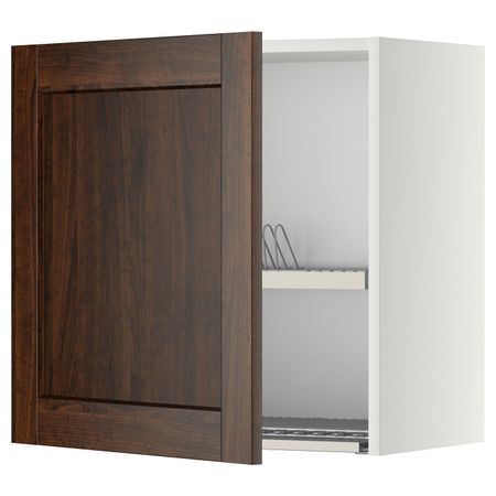 Навесной шкаф с сушилкой, белый/Эдсерум коричневый 60x60 см IKEA METOD МЕТОД 994.456.58