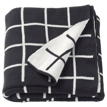Плед, черный-белый 130x170 см IKEA ALMALIE АЛЬМАЛИЕ 803.522.77