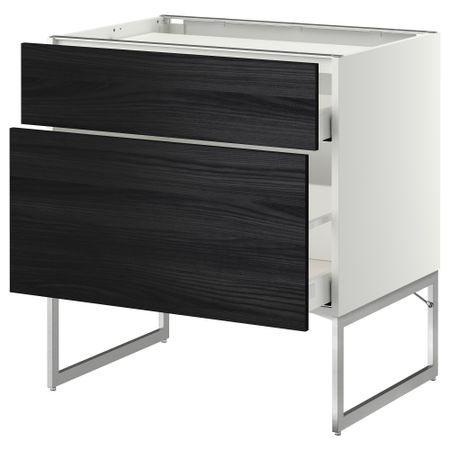 Напольный шкаф, 2 фронтальных панели, 3 ящика МЕТОД / МАКСИМЕРА, белый, Тингсрид черный
