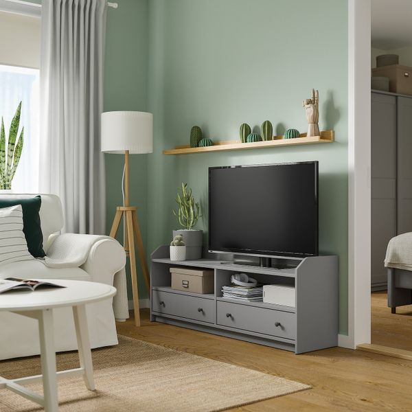 Тумба под ТВ, серый 138x36x54 см IKEA HAUGA ХАУГА 004.150.66 - фото 2