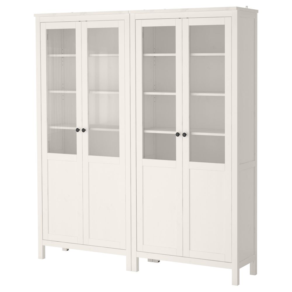 Комбинация для хранения со стеклянными дверцами ХЕМНЭС, белая морилка (180x197 см) - схема-чертеж с размерами