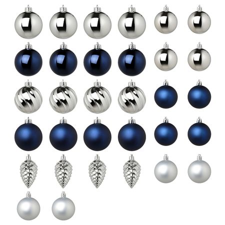 Набор елочных шаров, 32 шт., синий/серебристый IKEA VINTER 2021 ВИНТЕР 2021 704.989.68