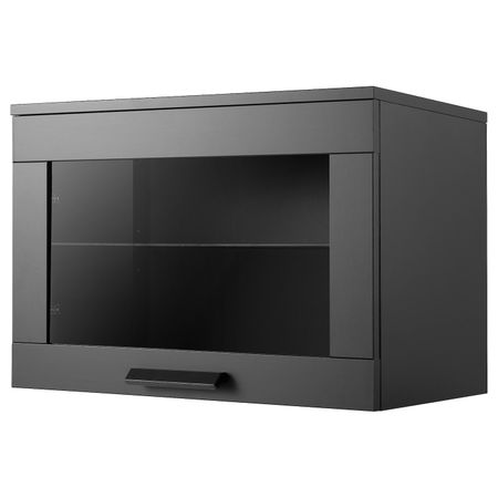 Навесной шкаф со стеклянной дверью, черный 60x41 см IKEA BRIMNES БРИМНЭС 704.852.30