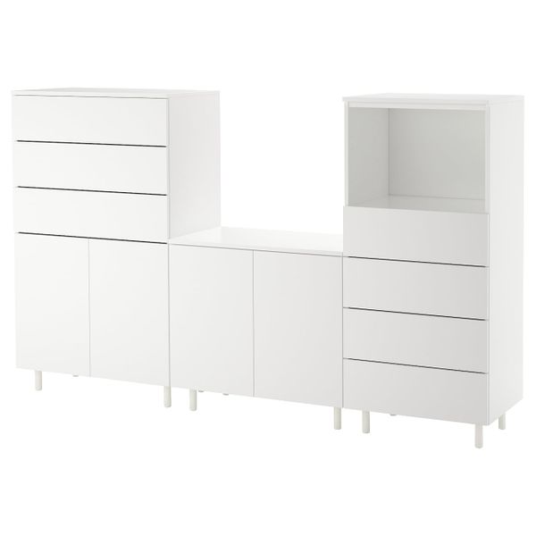 Комбинация для хранения, белый/Фоннес белый 220x42x133 см IKEA OPPHUS ОПХУС 492.521.24 - схема-чертеж с размерами