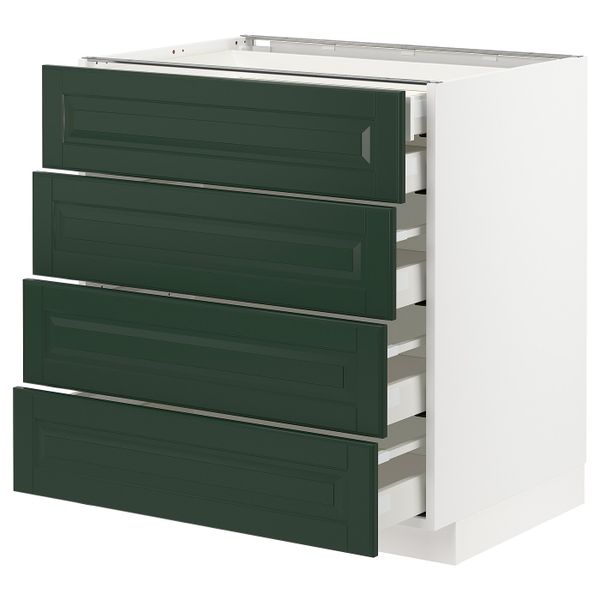 Напольный шкаф 4 фронтальных, 2 низких, 3 средних ящ, белый/Будбин темно-зеленый 80x60 см IKEA METOD МЕТОД / MAXIMERA МАКСИМЕРА - фото 1
