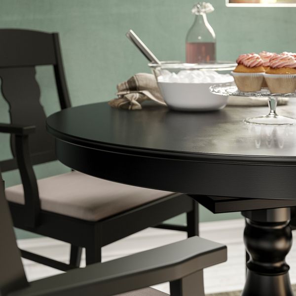 Стол и 4 стула, черный, 100/155 см IKEA ИНГАТОРП / ИНГАТОРП 092.522.01 - схема-чертеж с размерами