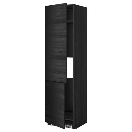 Высокий шкаф для холодильника/морозильника, 2 дверцы МЕТОД, черный, Тингсрид черный (60x60x220 см)