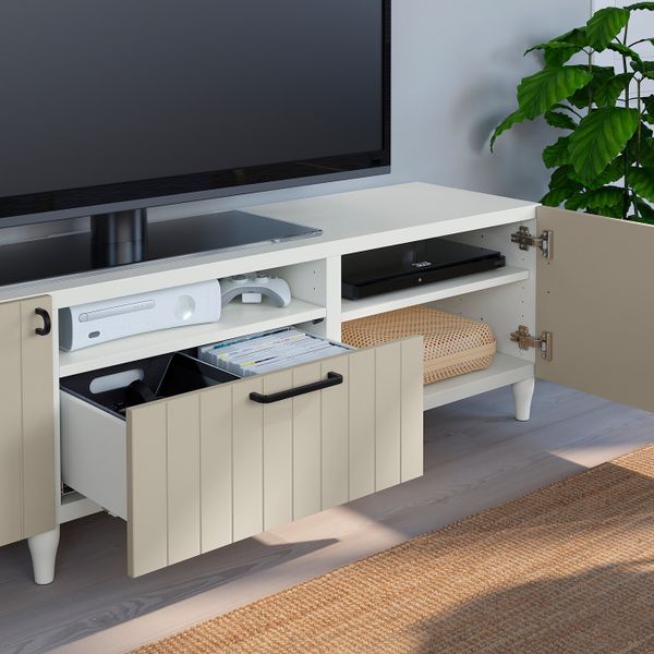Тумба под ТВ, белый/СУТТЕРВ/КАББАРП серо-бежевый 180x42x48 см IKEA BESTÅ БЕСТО 393.845.25 - фото 3