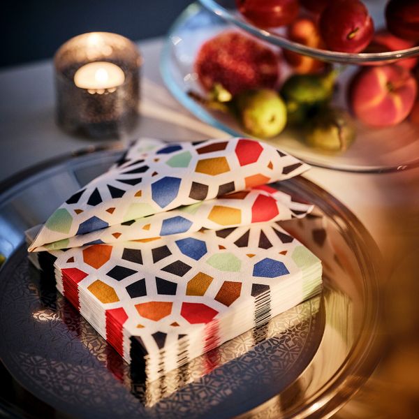 Салфетка бумажная, разноцветный 33x33 см IKEA HEMBJUDEN ХЕМБЬЮДЕН 205.148.38 - схема-чертеж с размерами