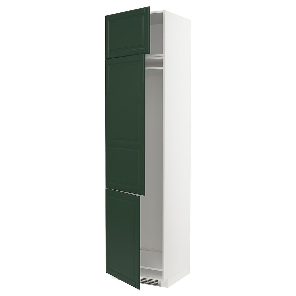 Высокий шкаф для холодильника или морозильника, с 3 дверями, белый/Будбин темно-зеленый 60x60x240 см IKEA METOD МЕТОД 093.120.21 - фото 1